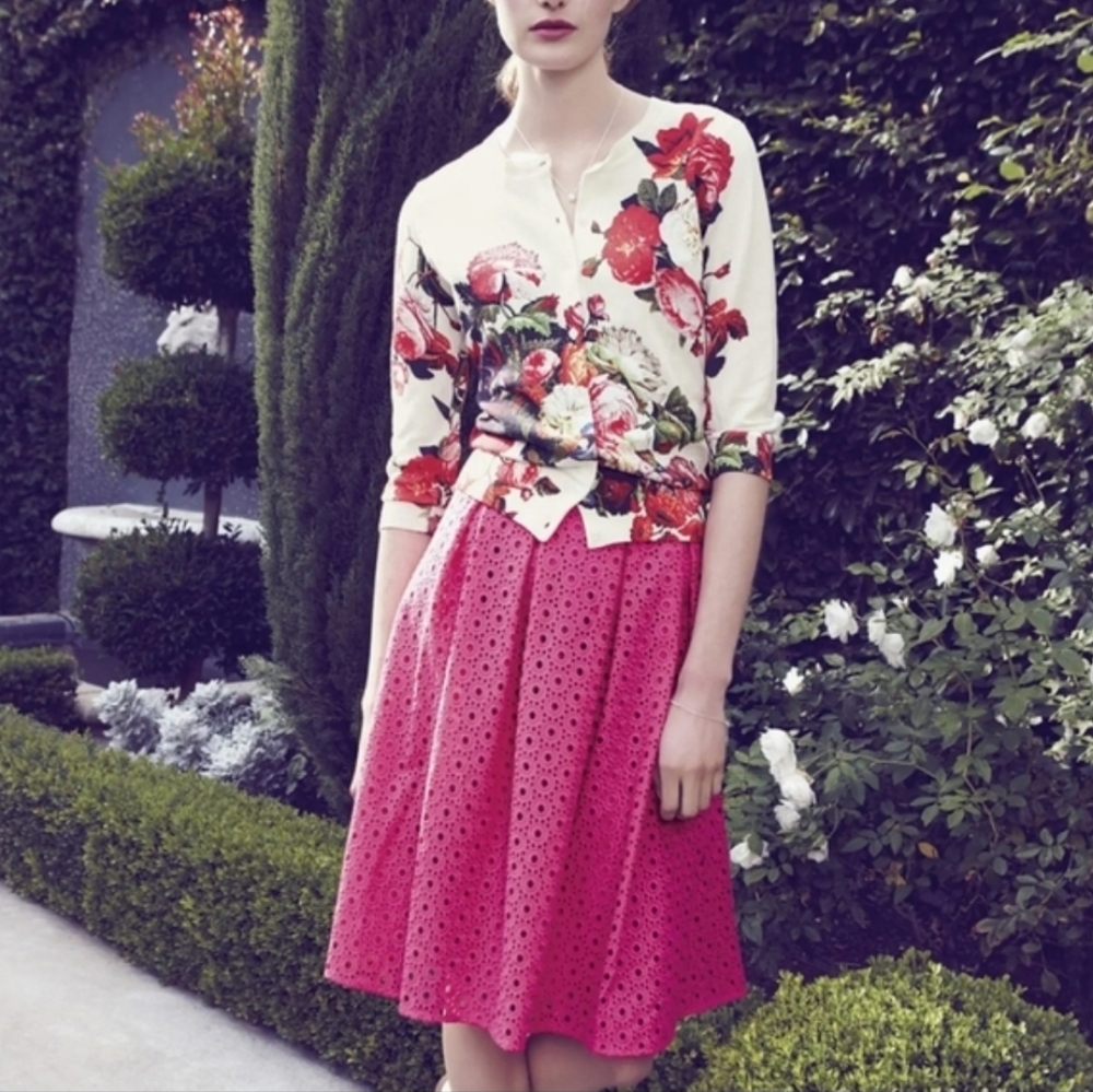 Pleat Front Eyelet Skirt